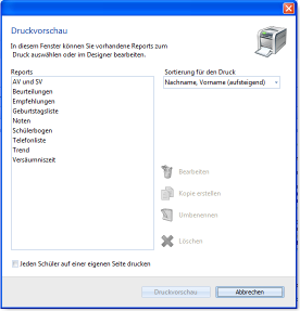 Druckvorschau für Reports Druckvorschau für Reports